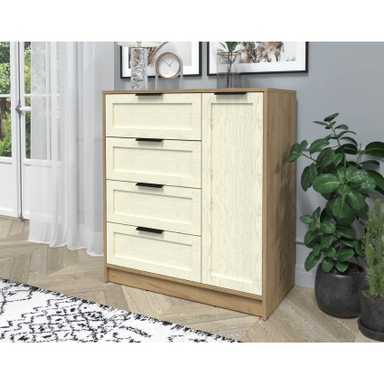 Тумба Тренд КТ-Т90 (Дуб золотой ЛДСП/ Дуб снежный ЛМДФ) Ш900 В1020 Г451